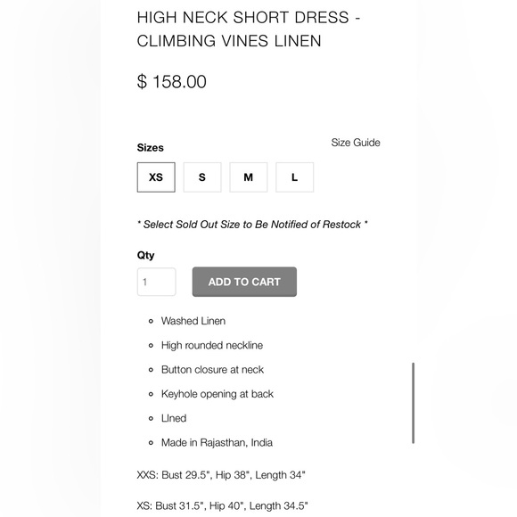 Emerson Fry HIGH NECK SHORT DRESS -
CLIMBING VINES LINEN NEW - Picture 4 of 14